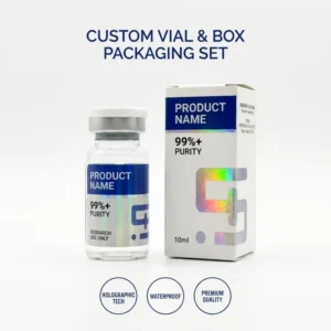 10ml PET Holographic Vial Box and Label Set with Custom Logo Printed Adhesive Stickers for Pharmaceutical-Grade Vials