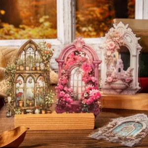 10pcs/Pack PET Stickers Flowers in Front of the Window Series Retro Flower Window Handbook