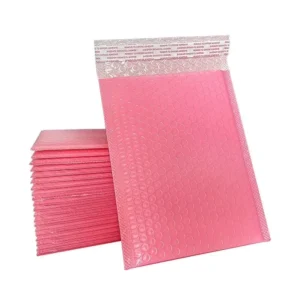 11×13+4cm Custom Pink Matte Poly Bubble Mailer, Padded Shipping Envelope