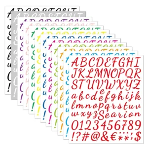 12-Color Self-Adhesive Vinyl Letter and Number Stickers for Mailboxes, Alphabet Scrapbooking Kit