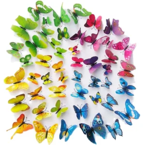 12-Piece Double-Layer Magnetic 3D Butterfly PVC Stickers for Furniture and Walls