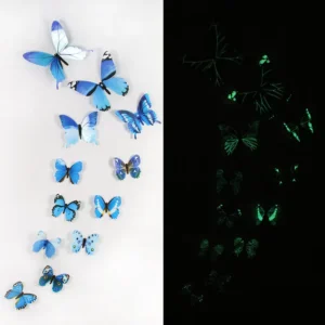 12-Piece Glow 3D Butterfly Wall Decor Stickers