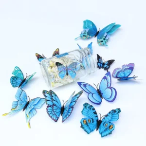 12-Piece PVC 3D Butterfly Room Decals with Magnets for Refrigerators and Walls, Double-Layer
