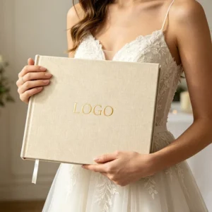 12 x 18 Inch Linen Wedding Guestbook Foil-Stamped Journal