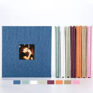 13×12.6 Inch Self-Adhesive DIY Scrapbook Album for 4×6 and 8×10 Pictures 40 Pages Linen Cover