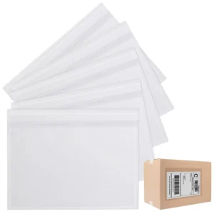 14x19cm Clear Self-Adhesive Packing List Envelopes, Waterproof Plastic Invoice Pouches with White Backing Paper