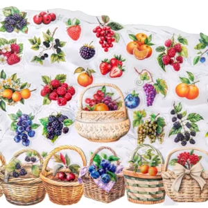 15 Sheets/Pack Dual Material Sticker Pack Fruit Picking Collection Berry-themed Fruit DIY Decorations