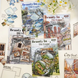 15 Stickers Per Pack Frame The Beauty Series Large Size Landscape Scenery Journal Decorative Stickers