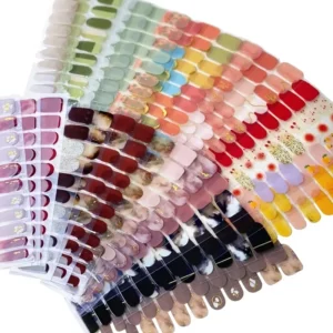 16-Tip Semi-Cured Gel Nail Stickers Pure Color UV/LED Full-Cover Nail Polish Wraps