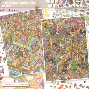 1650 Japanese Style PET 3D Miniature Scene Stickers for Planners