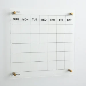 16×16 Inch Modern Acrylic Dry Erase Wall Mounted Weekly Calendar Board Gold Screw for Home Office Sturdy