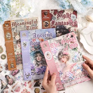 17*24cm 24 Pages Vintage Die Cutting Washi Paper Sticker Book for DIY Handcraft Scrapbooking