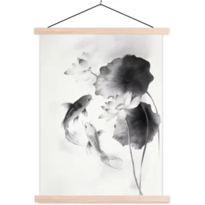 18 Inch Light Wood Magnetic Hanging Poster Teak Photo Art Canvas Print Wall Hanging for Home Decor