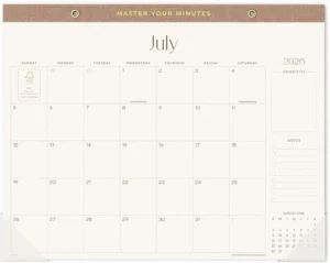 18-Month Academic Desk Calendar, Large Day Blocks, Paper Landscape Layout, Custom Logo for Teacher, Family, School and Office