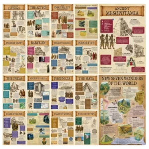 18-Sheet Art Deco Paper English Ancient Civilizations History Biology World Literature Waterproof Wall Poster