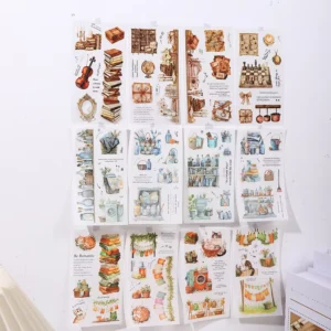 18 Sheets Pack Dual Material Die cut Sticker Book Soft House Time Series Home Landscaping Theme