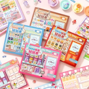 18 Stickers Per Pack Retro Cubicle-Themed Decorative Collage Art Stickers