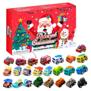 18 Style Christmas Advent Calendar 24 Pcs Mini Vehicle Toy Set Surprise Countdown Gift Box for Kids Boys Xmas Holiday Presents