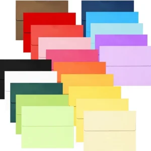 18.4×13.3cm Assorted Color Paper Envelopes with Square Flap for Gift Packaging