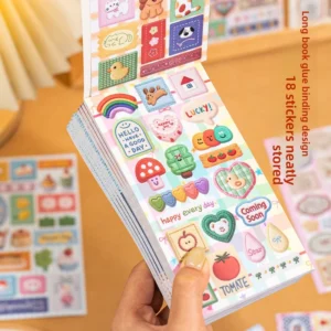 18pcs Pack Stickers Imitation Embroidery Fabric Weaving Dream House Pattern Creative Handmade Tent DIY Decoration Collage