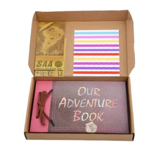 19*29 cm Adventure Book DIY Retro Scrapbook Tether Roller-Leaf Album Set with Stickers and Cards