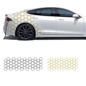 1pc Waterproof Honeycomb Pattern PVC Car Side Bumper Decal Sticker