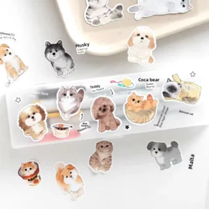 1pcs Per Pack Adorable Pet Designs Featuring Both Cats and Dogs Decorative Stickers for Bullet Journals and DIY Phone Cases
