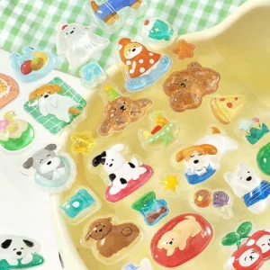 1pcs Per Pack Stickers Relaxation Diary Series Cute Korean Style Transparent Crystal Embossed Stickers