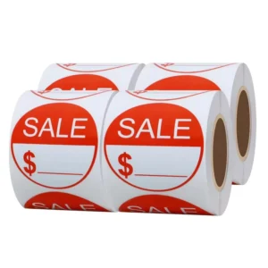 2 Inch Red Waterproof Reusable Self-Adhesive Paper Labels for Supermarket and Grocery Use