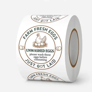 2-Inch Reusable Vinyl Adhesive Egg Stickers 500Pcs Food Grade Farm Fresh Labels Roll Packaging