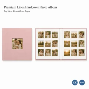 2-Pack Mini 4×6 Linen Cover Perfect-Binding Photo Album, 50 Pockets, Front Window, Holds 52 Vertical Photos