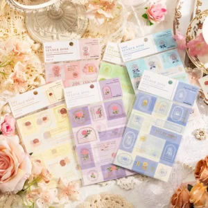 2-Piece Pack Soft Rose Series Artistic Plant DIY Journal Decorative Stickers 6 Models