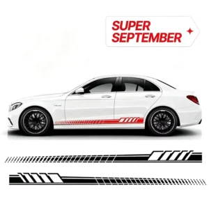 2-Piece Universal Car Side Skirt Racing Stripe Waterproof Decals