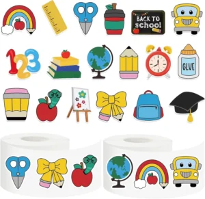 2 Rolls 500 Pcs Waterproof Cartoon School Kid Stickers Eco Friendly Strong Adhesion Stickers for Children’s Decor