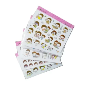 2 Sheets Pack Kawaii Girl Paper Stickers with Gloss Lamination for Scrapbooking Student Favors and Promotional Gifts