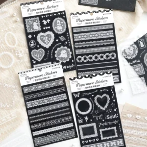 2 Stickers Per Pack Lace Trim Series Vintage Style Versatile DIY Journal Border and Background Stickers