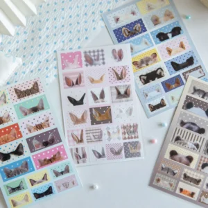 2 Stickers per Pack Round Headed Little Ears Series Animal Ears Themed DIY Journal Decorative Stickers