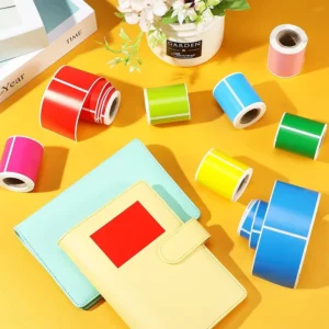 2 x 1.5 Inch Thermal Label Paper, Red Yellow Blue Green Brown Orange Purple Pink and White