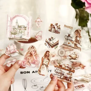 20 PET Stickers per Pack Female Characters and Scenery Stickers