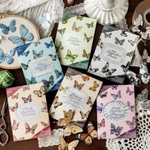 20-Pack Butterfly Fabric Book Series Vintage Decorative Journaling Stickers