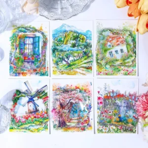 20-Pack Flower Landscape Decorative Stickers for Handbooks and Collage