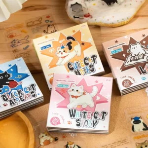 20-Piece Cat Diary Series Cartoon Stickers for Bullet Journals and Phone Cases