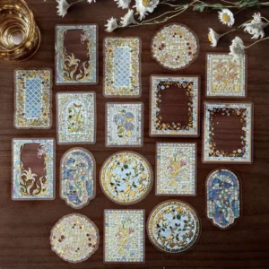 20-Piece PET 3D Hot-Stamping Stickers with Color Brick Patterns for Journaling