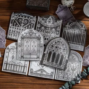 20-Piece Pack Paper Gothic Castle Series Stickers with European Classical Door and Window Designs, 8 Models