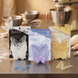 20-Piece Three-Dimensional Holographic Butterfly Peel-and-Stick Birthday Cake Decorations