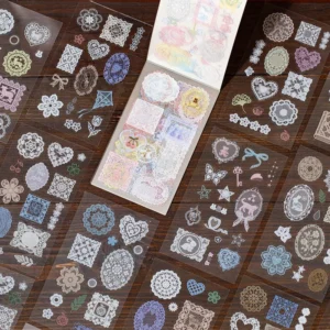 20 Pieces per Pack PET Lace Material Stickers Handmade Fabric Light Retro Versatile Material DIY Base Decoration for Tent