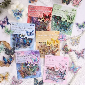 20 Sheets Pack Creative Waterproof Clear Die Cut Butterfly Dance Holiday Sticker