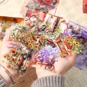 20 Sheets Per Pack Rustic Scenery Vintage Flowers Sunflower PET Decorative Collage Stickers