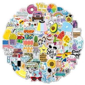 200-Pack Waterproof Cute Vinyl Stickers for Kids and Teens, Laptops, Skateboards and Water Bottles