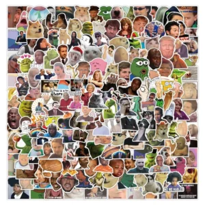 200-Piece Funny Internet Meme Logo Graffiti PVC Die-Cut Stickers, 3-12 cm